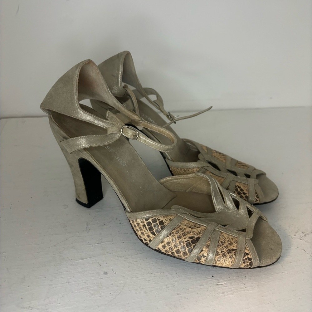 MARTINE SITBON SUEDE SNAKESKIN HEELS